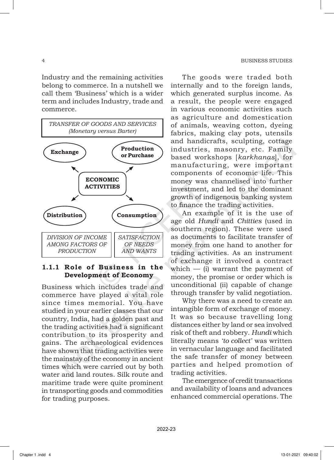 NCERT Book for Class 11 Business Studies Chapter 1 Nature and Purpose of Business - Page 4