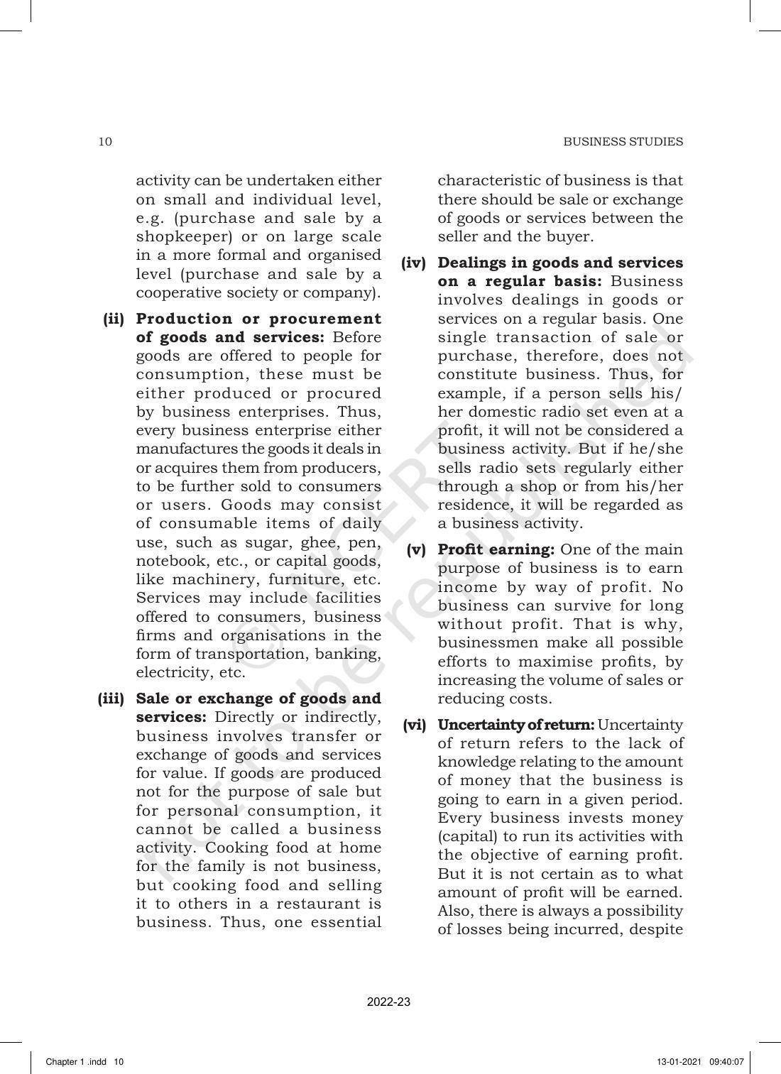 NCERT Book for Class 11 Business Studies Chapter 1 Nature and Purpose of Business - Page 10
