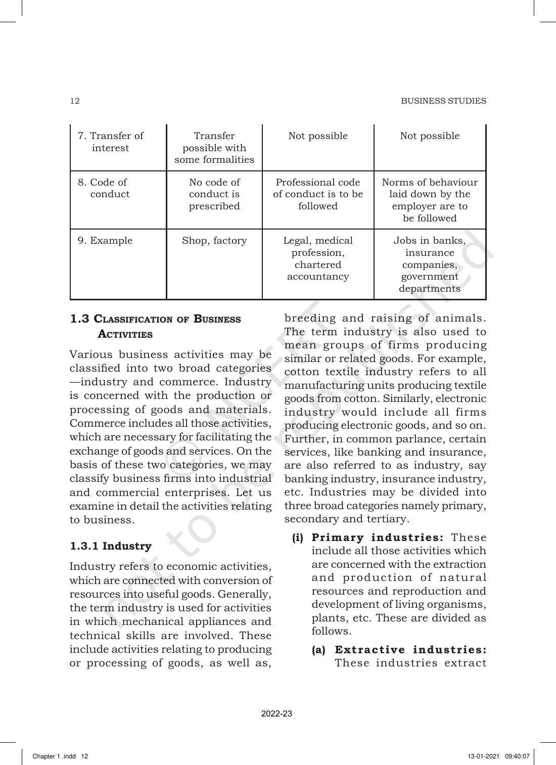 NCERT Book for Class 11 Business Studies Chapter 1 Nature and Purpose of Business - Page 12