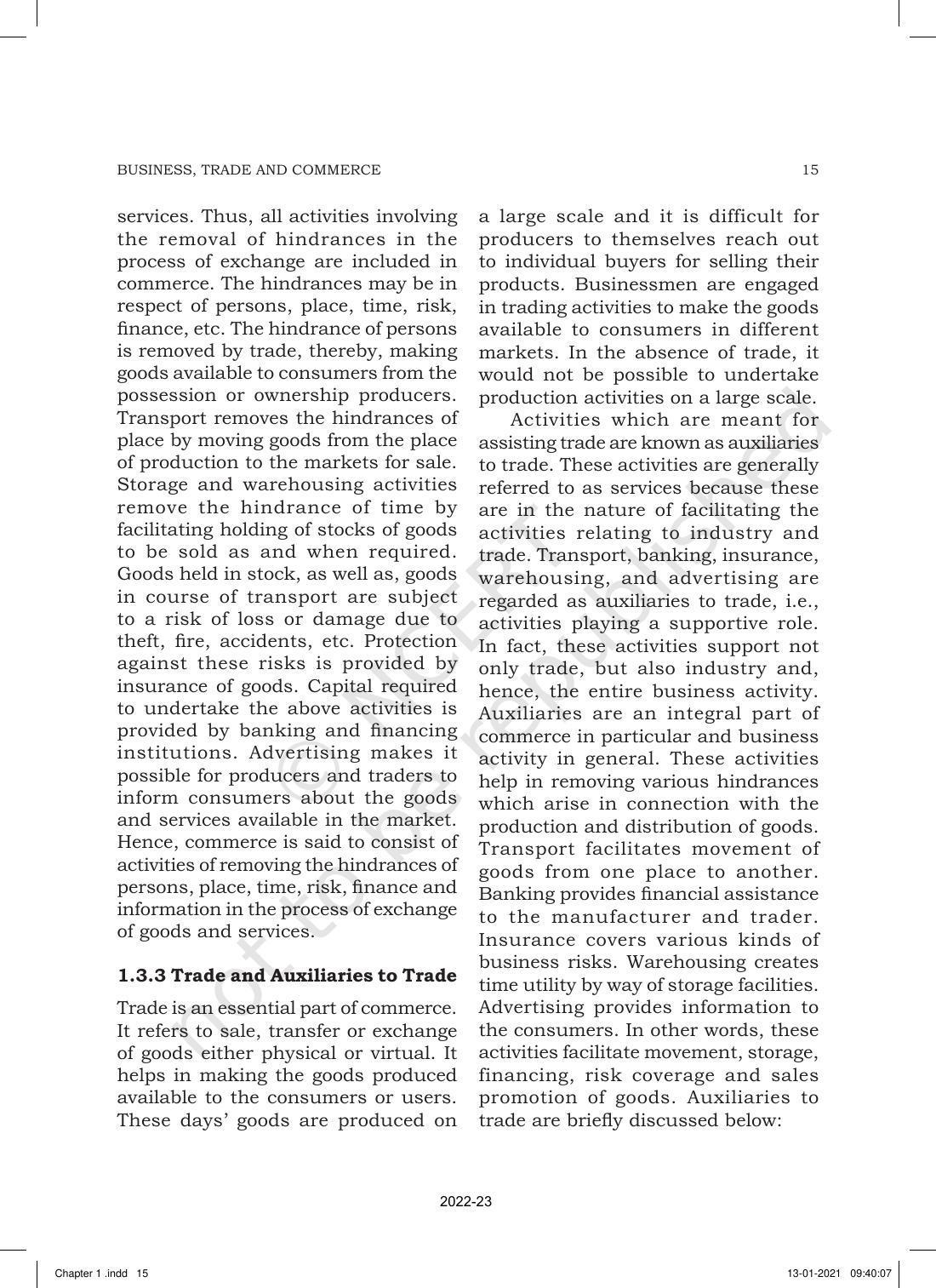 NCERT Book for Class 11 Business Studies Chapter 1 Nature and Purpose of Business - Page 15