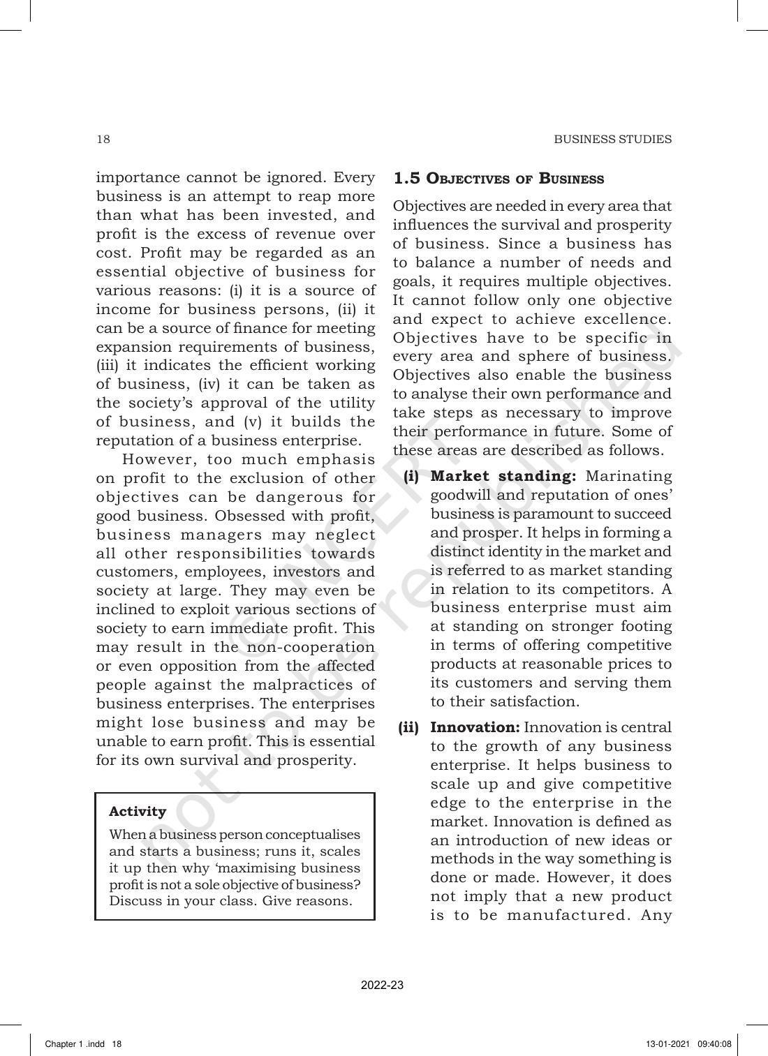 NCERT Book for Class 11 Business Studies Chapter 1 Nature and Purpose of Business - Page 18