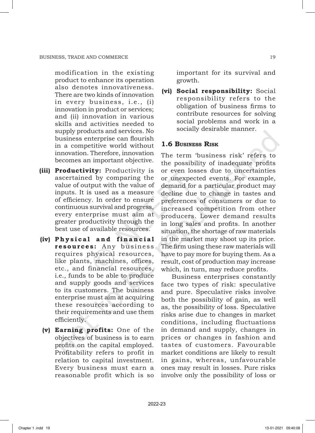 NCERT Book for Class 11 Business Studies Chapter 1 Nature and Purpose of Business - Page 19