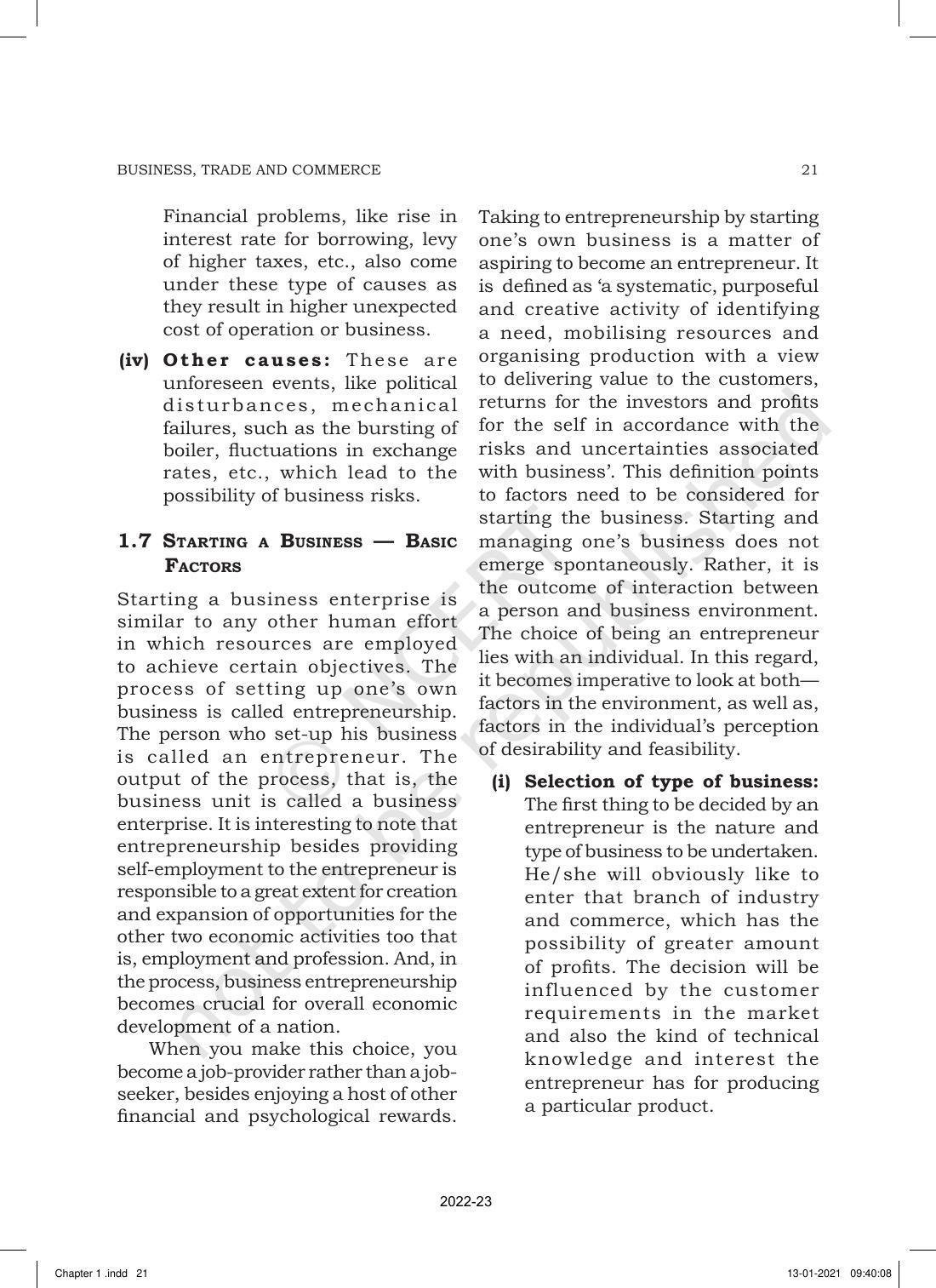 NCERT Book for Class 11 Business Studies Chapter 1 Nature and Purpose of Business - Page 21