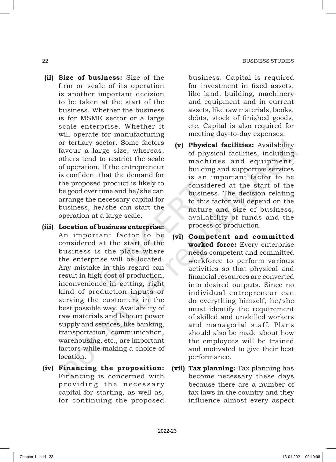 NCERT Book for Class 11 Business Studies Chapter 1 Nature and Purpose of Business - Page 22