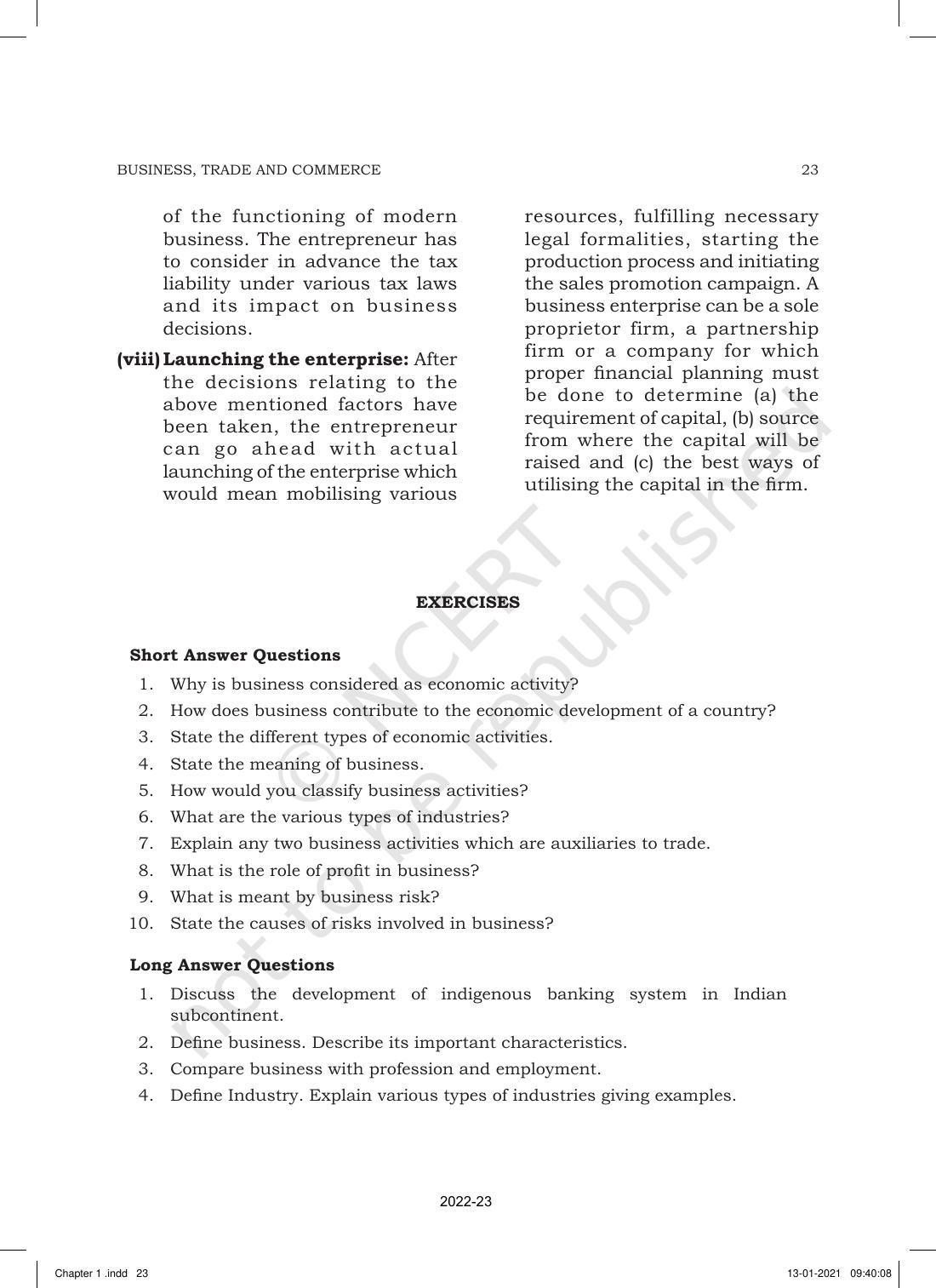 NCERT Book for Class 11 Business Studies Chapter 1 Nature and Purpose of Business - Page 23