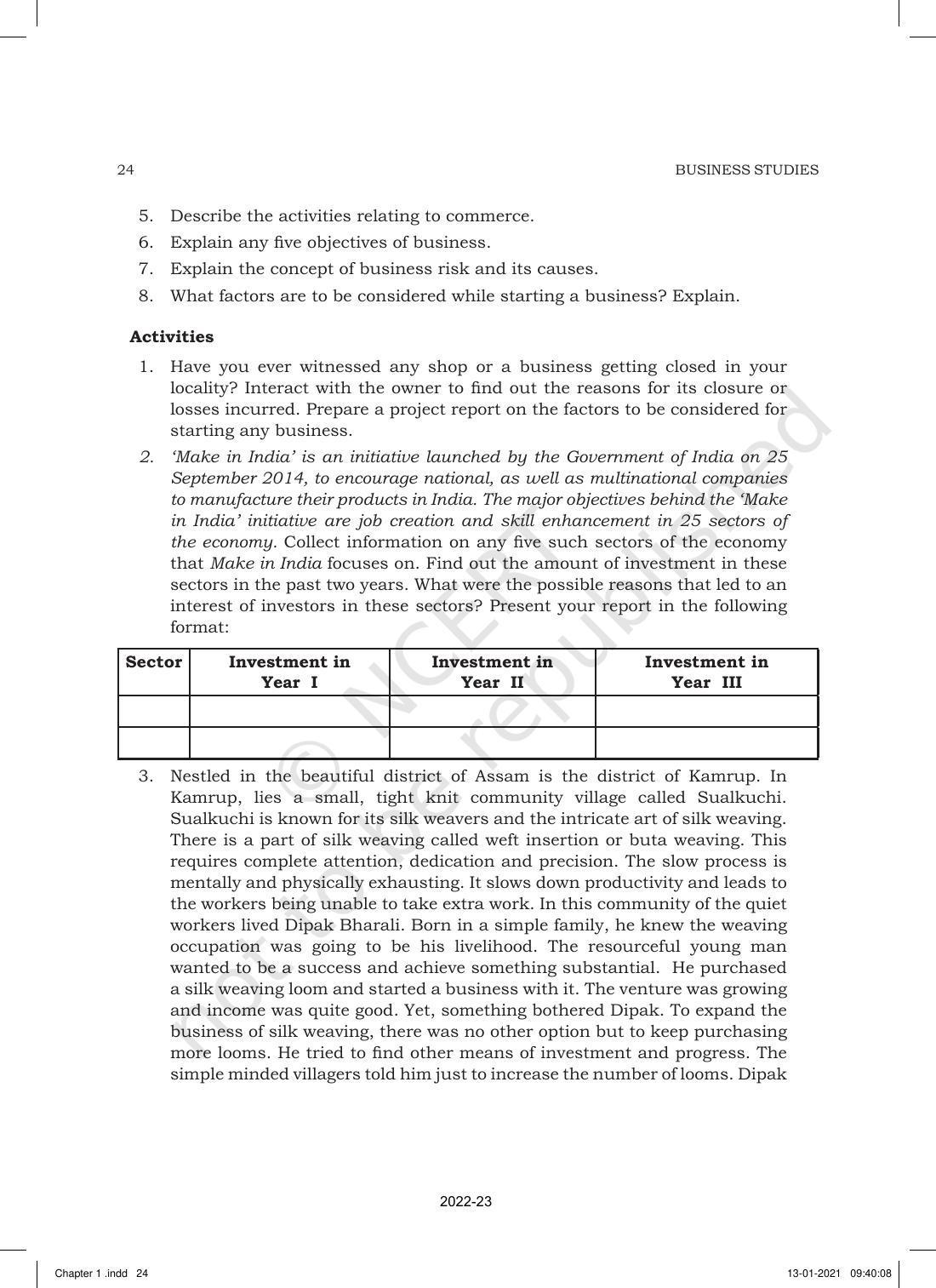 NCERT Book for Class 11 Business Studies Chapter 1 Nature and Purpose of Business - Page 24