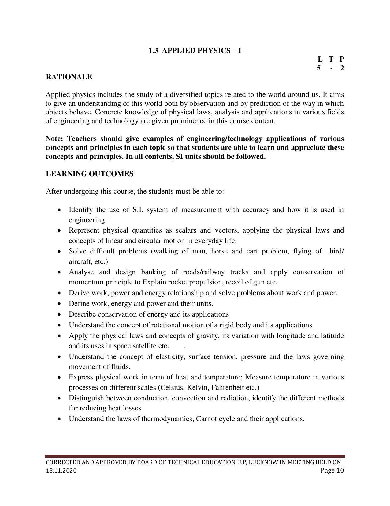 SYLLABUS FOR FIRST SEMESTER SESSION (2020-2021) - SIX SEMESTER DIPLOMA COURSE IN PAINT TECHNOLOGY - Page 10