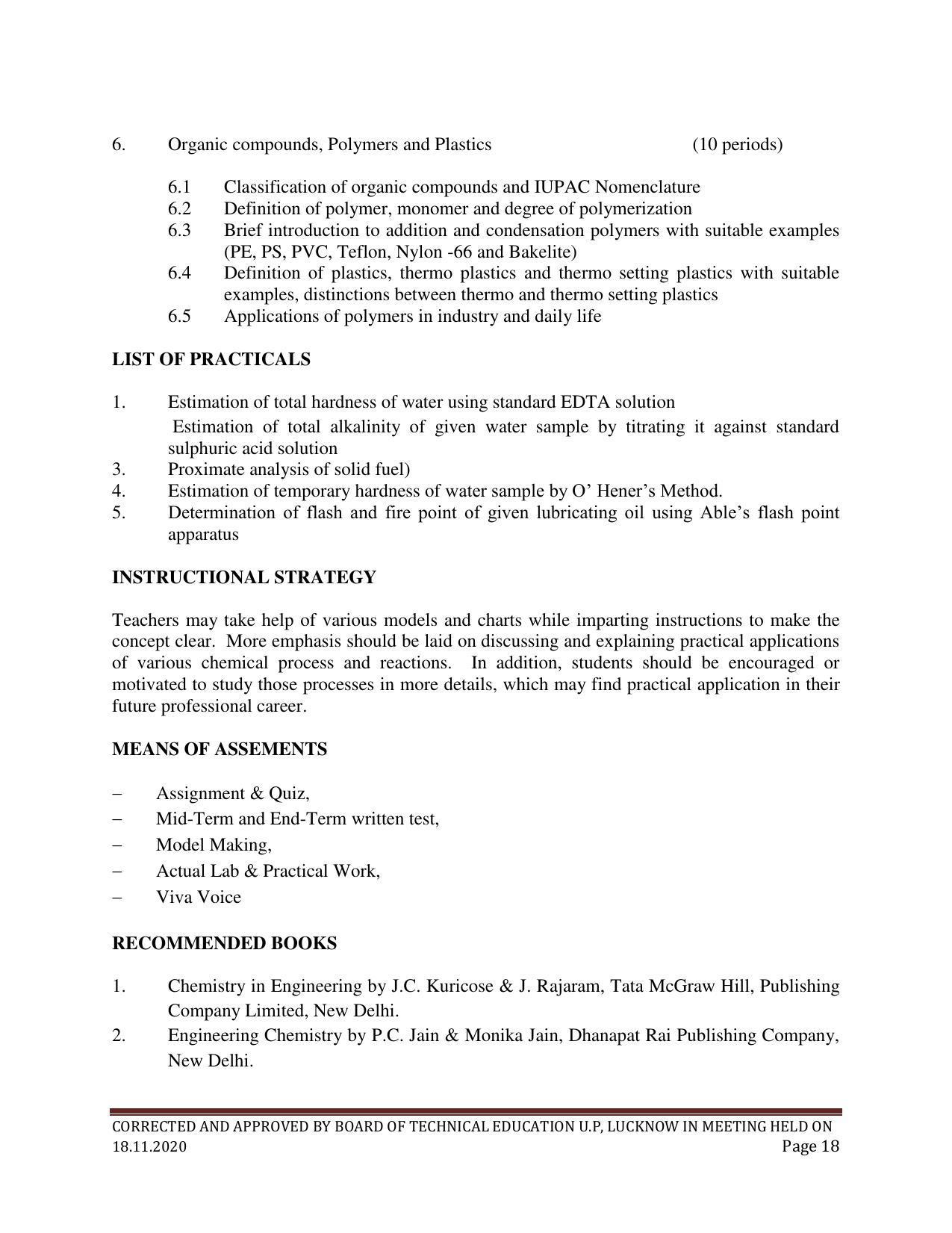 SYLLABUS FOR FIRST SEMESTER SESSION (2020-2021) - SIX SEMESTER DIPLOMA COURSE IN PAINT TECHNOLOGY - Page 18