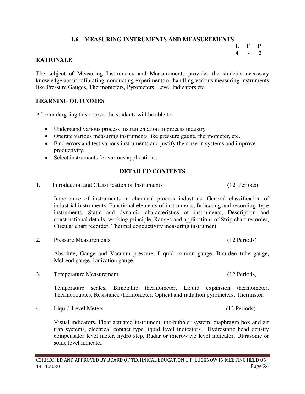 SYLLABUS FOR FIRST SEMESTER SESSION (2020-2021) - SIX SEMESTER DIPLOMA COURSE IN PAINT TECHNOLOGY - Page 24