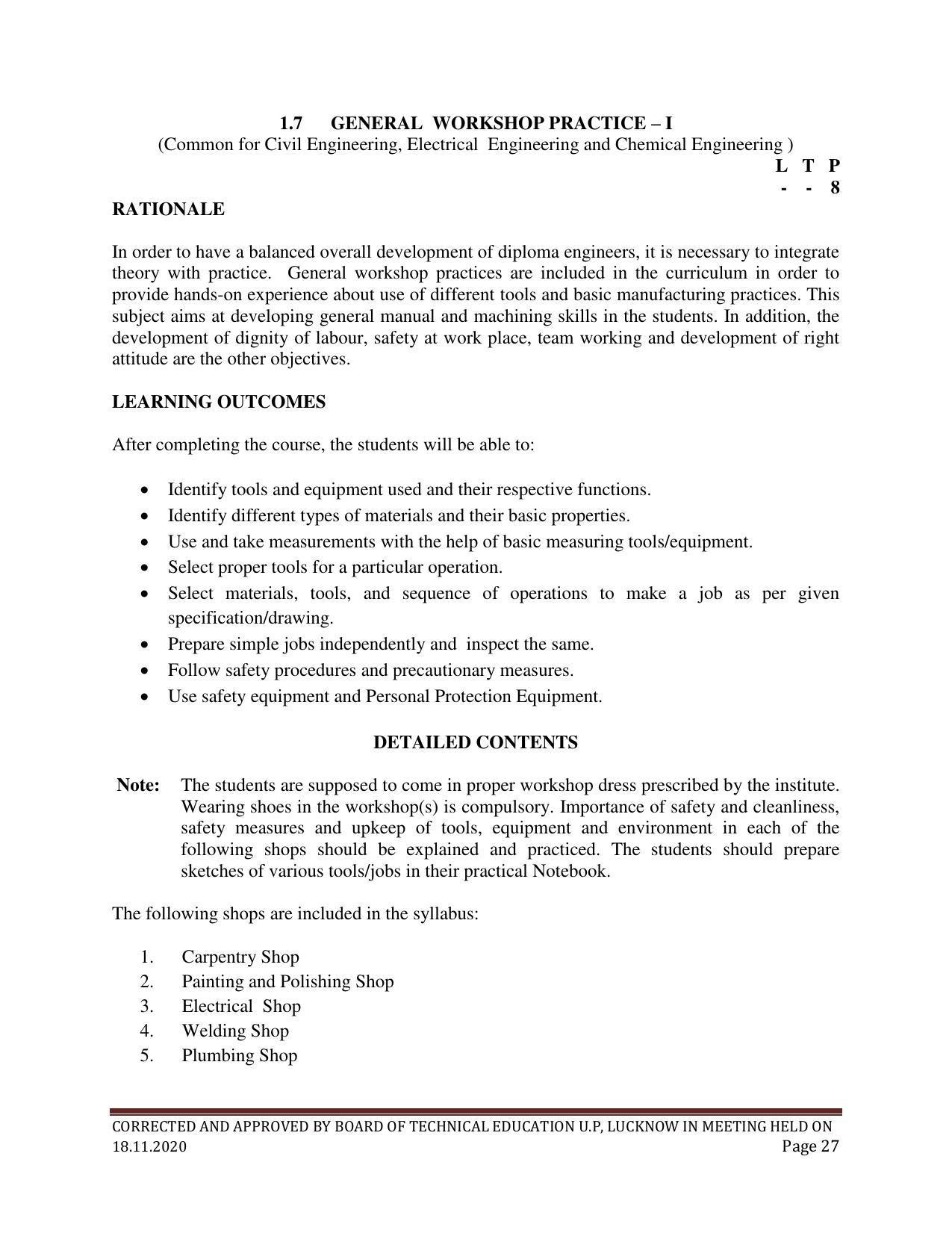 SYLLABUS FOR FIRST SEMESTER SESSION (2020-2021) - SIX SEMESTER DIPLOMA COURSE IN PAINT TECHNOLOGY - Page 27