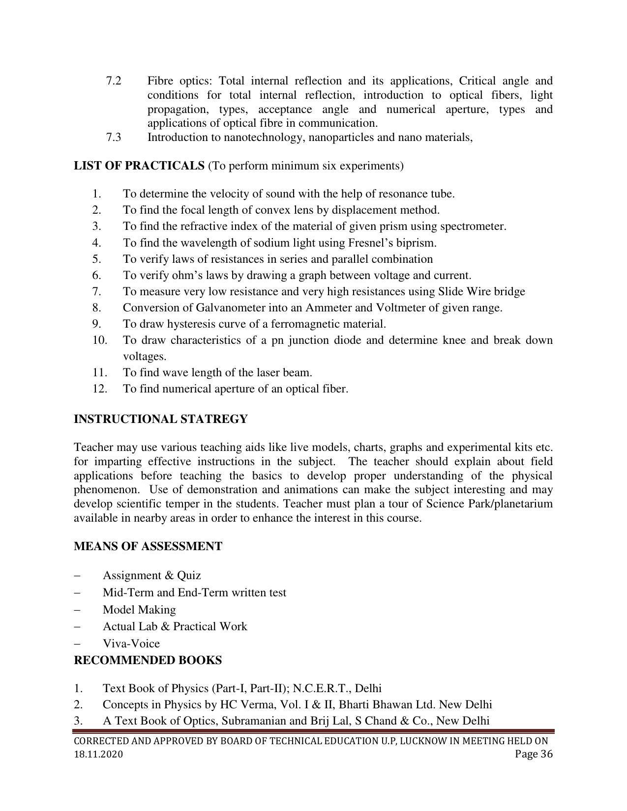 SYLLABUS FOR FIRST SEMESTER SESSION (2020-2021) - SIX SEMESTER DIPLOMA COURSE IN PAINT TECHNOLOGY - Page 36