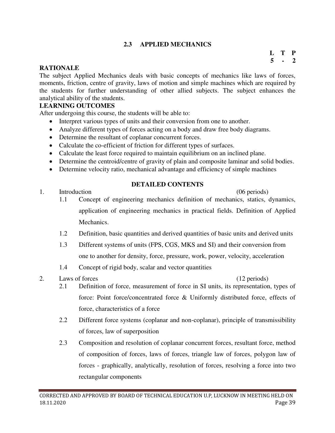 SYLLABUS FOR FIRST SEMESTER SESSION (2020-2021) - SIX SEMESTER DIPLOMA COURSE IN PAINT TECHNOLOGY - Page 39