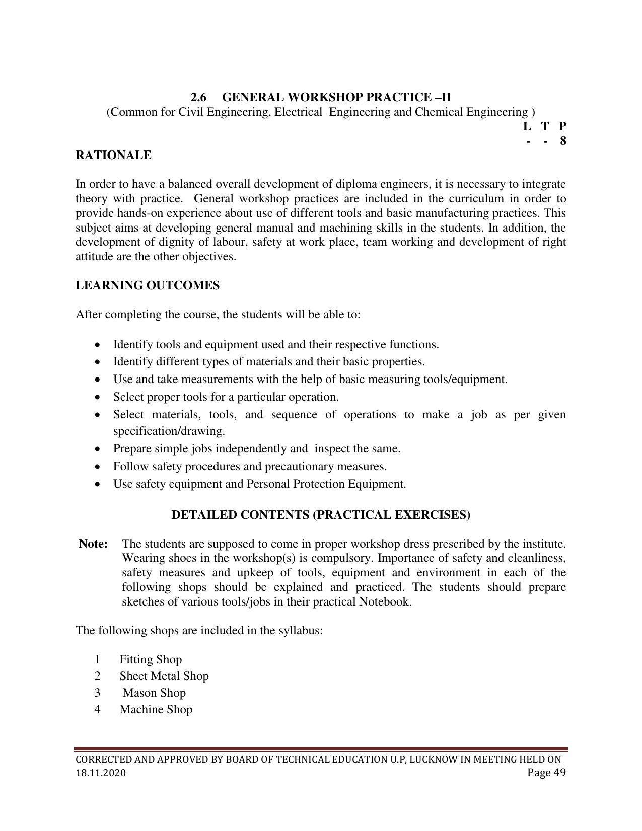 SYLLABUS FOR FIRST SEMESTER SESSION (2020-2021) - SIX SEMESTER DIPLOMA COURSE IN PAINT TECHNOLOGY - Page 49