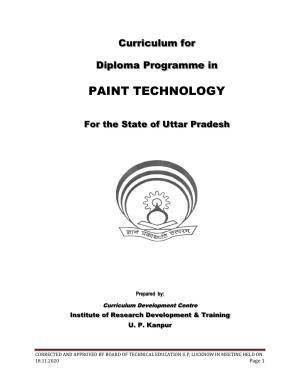 SYLLABUS FOR FIRST SEMESTER SESSION (2020-2021) - SIX SEMESTER DIPLOMA COURSE IN PAINT TECHNOLOGY