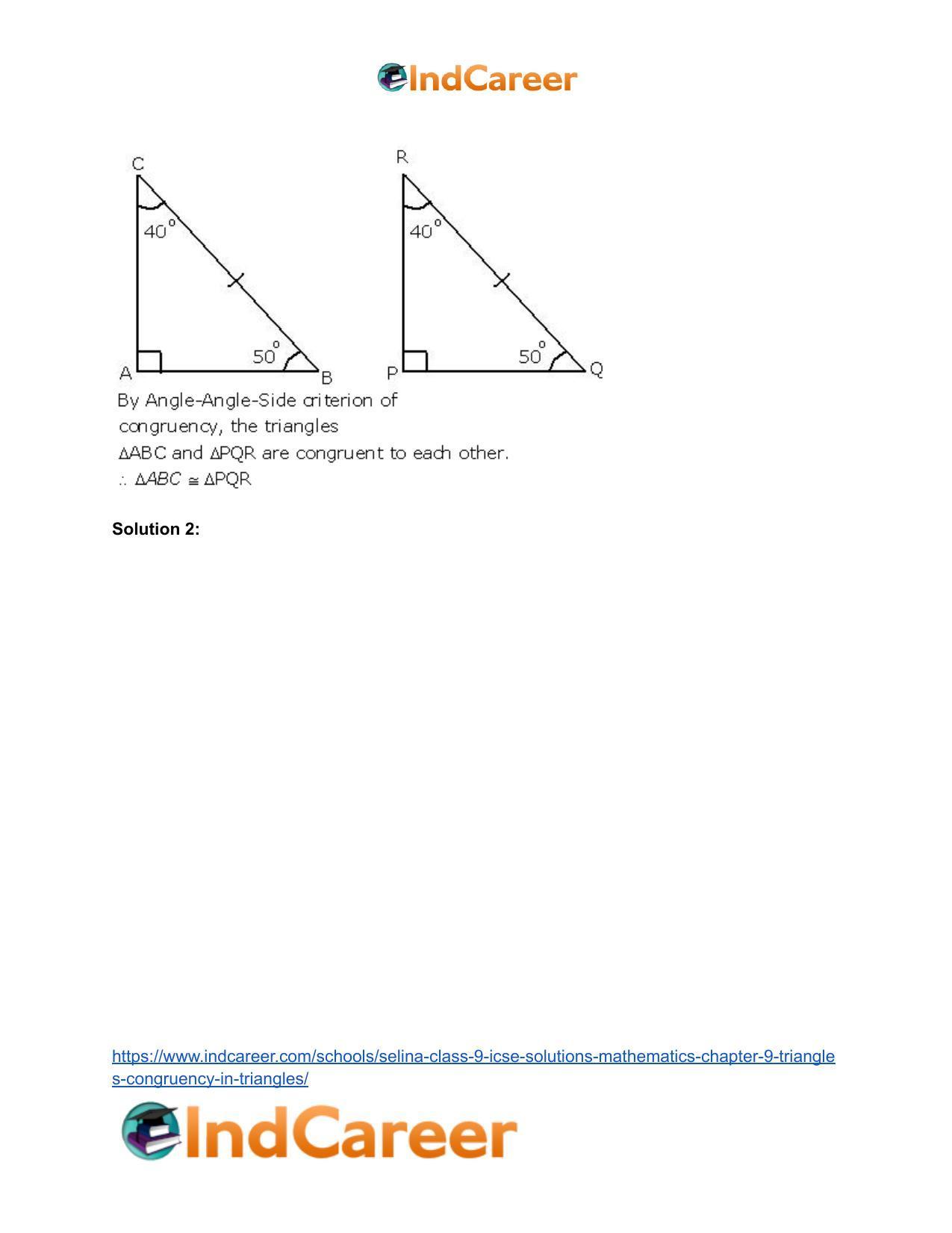 Selina Class 9 ICSE Solutions Mathematics : Chapter 9- Triangles [Congruency in Triangles] - Page 6