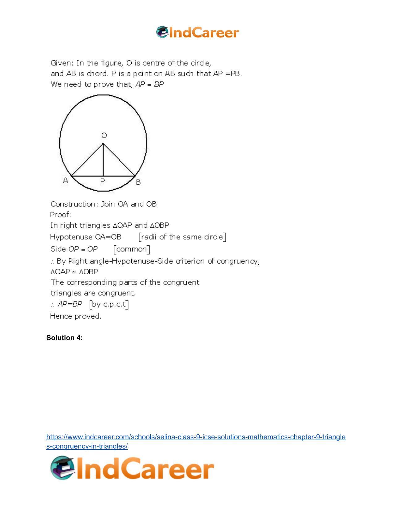 Selina Class 9 ICSE Solutions Mathematics : Chapter 9- Triangles [Congruency in Triangles] - Page 8