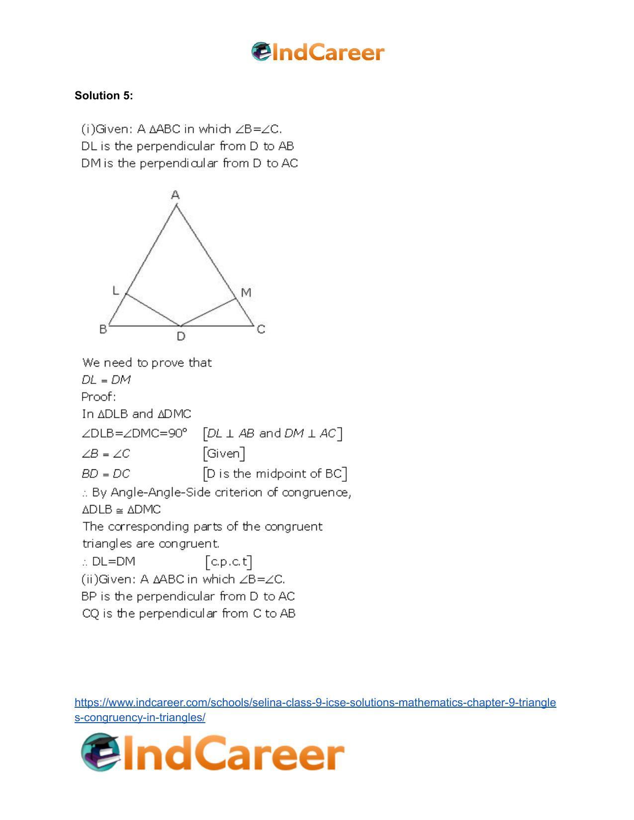 Selina Class 9 ICSE Solutions Mathematics : Chapter 9- Triangles [Congruency in Triangles] - Page 10