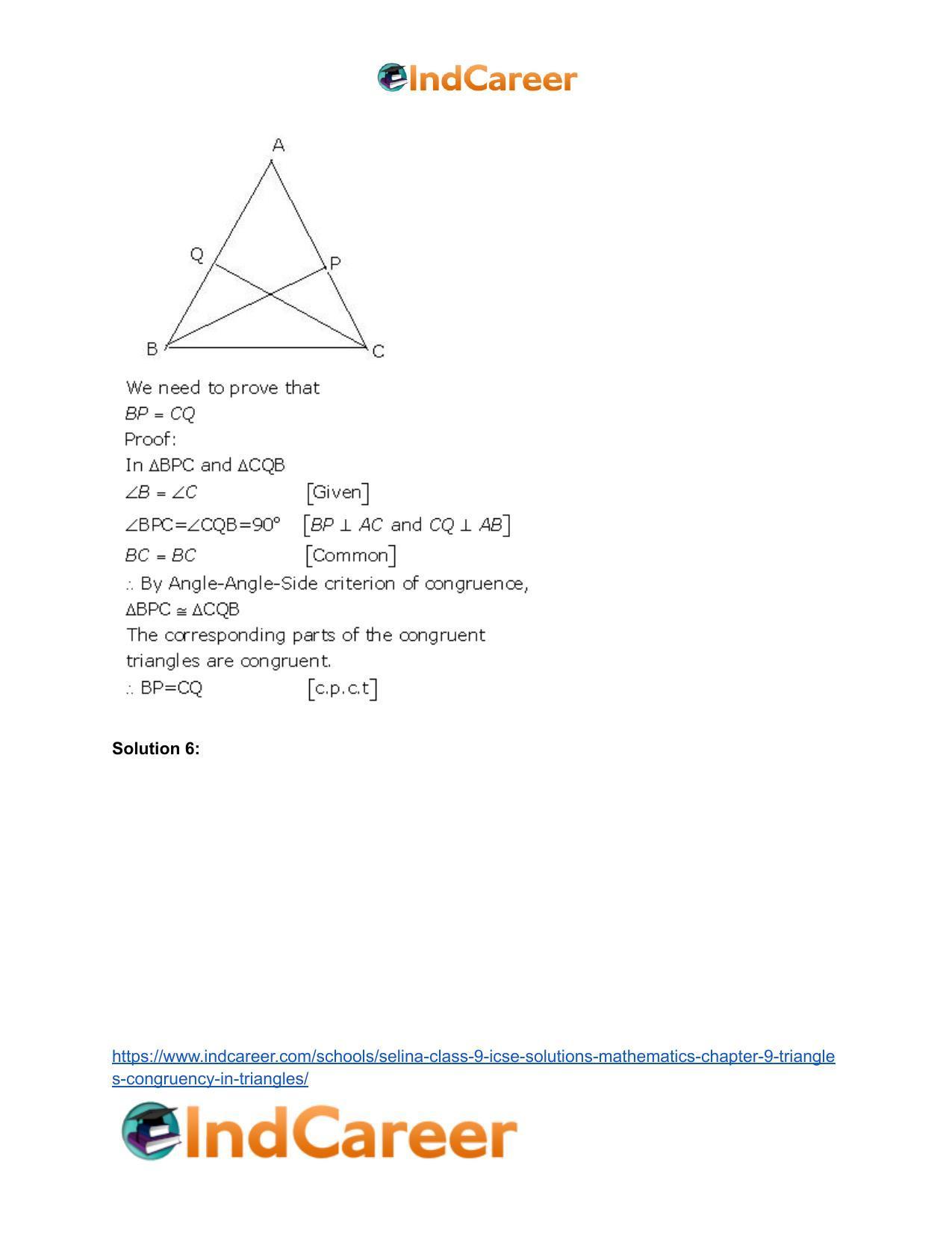 Selina Class 9 ICSE Solutions Mathematics : Chapter 9- Triangles [Congruency in Triangles] - Page 11