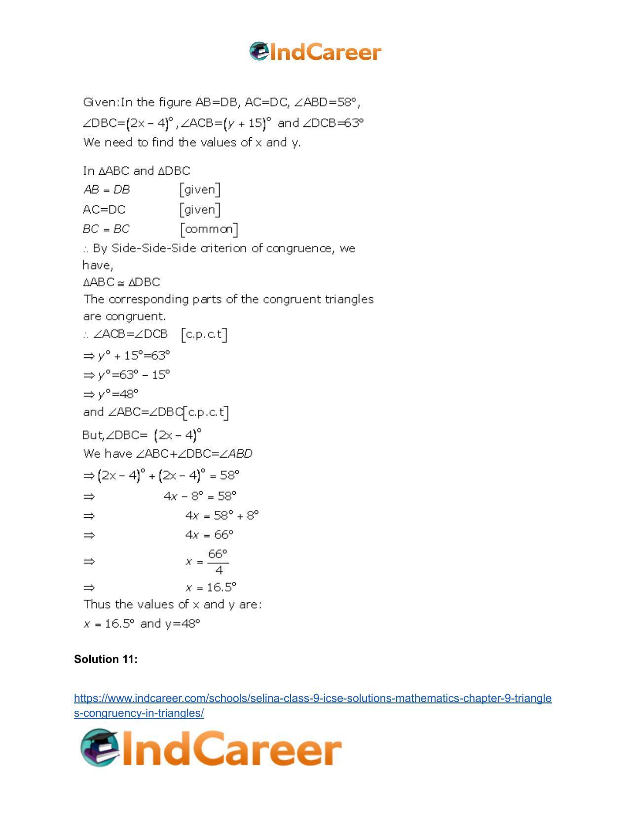 Selina Class 9 ICSE Solutions Mathematics : Chapter 9- Triangles [Congruency in Triangles] - Page 17