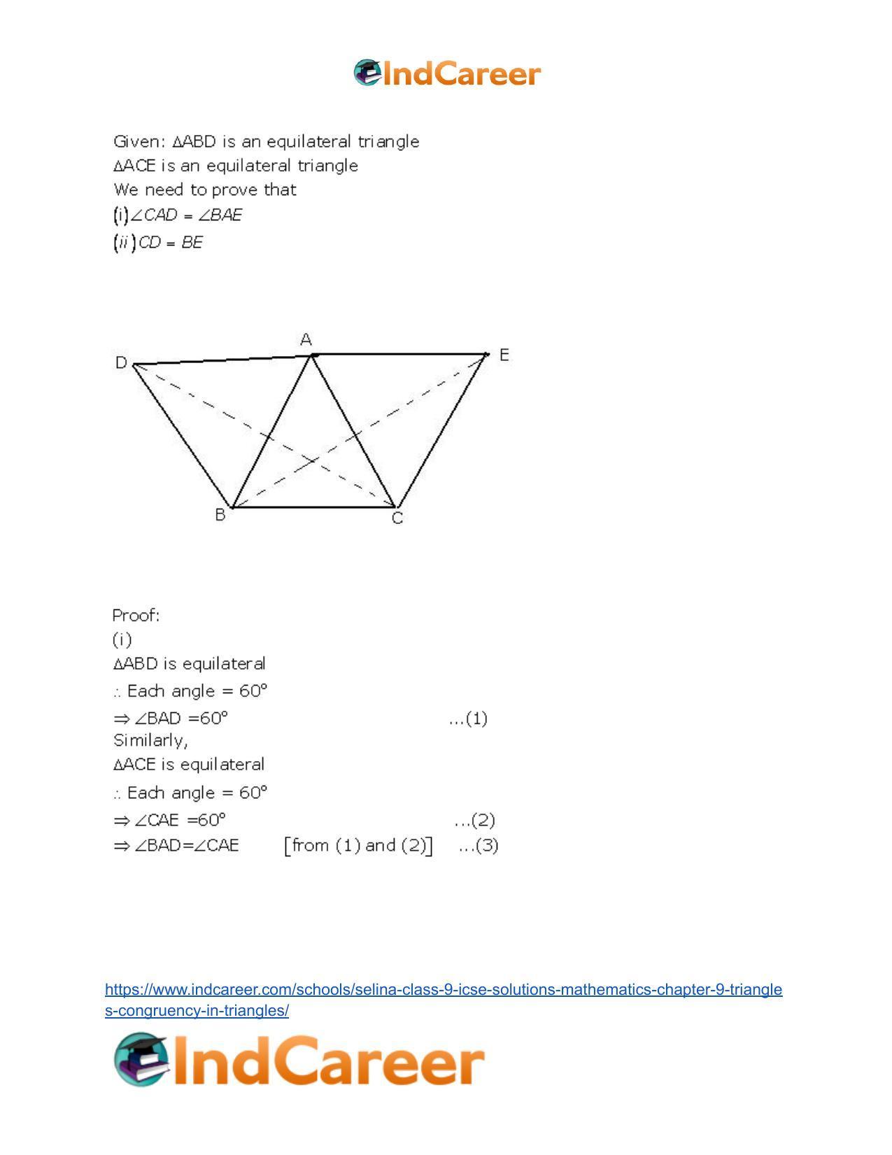 Selina Class 9 ICSE Solutions Mathematics : Chapter 9- Triangles [Congruency in Triangles] - Page 22