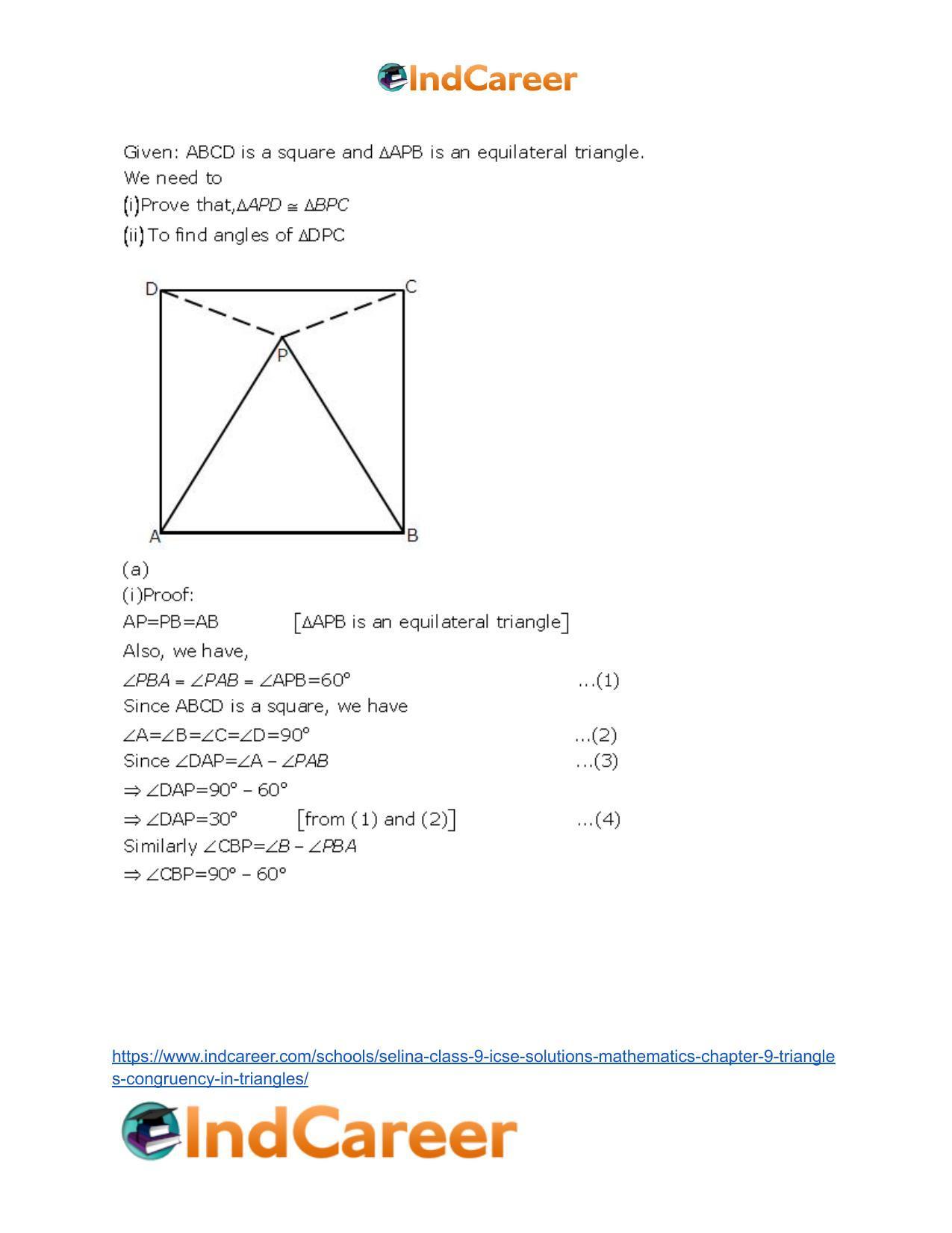 Selina Class 9 ICSE Solutions Mathematics : Chapter 9- Triangles [Congruency in Triangles] - Page 24