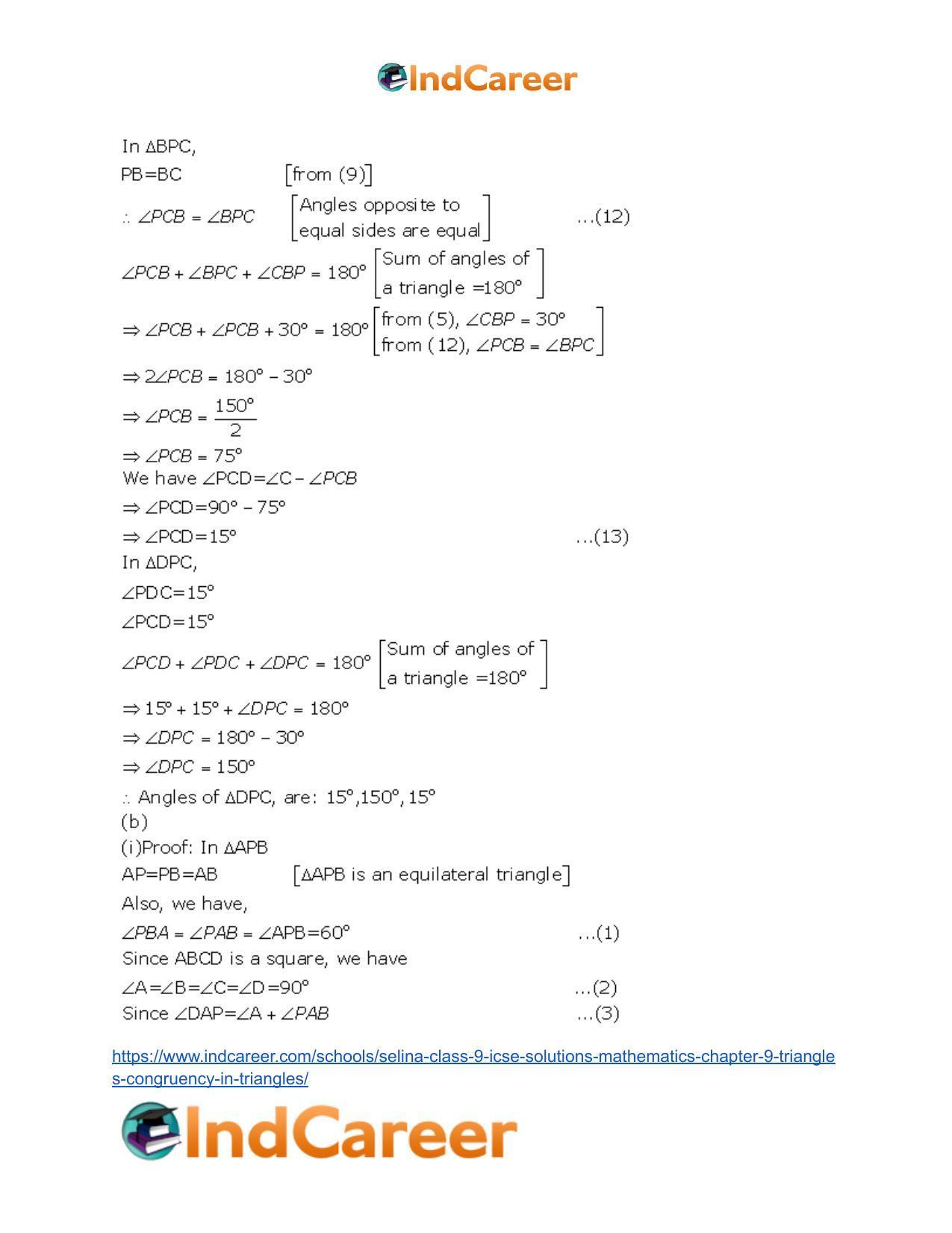 Selina Class 9 ICSE Solutions Mathematics : Chapter 9- Triangles [Congruency in Triangles] - Page 26