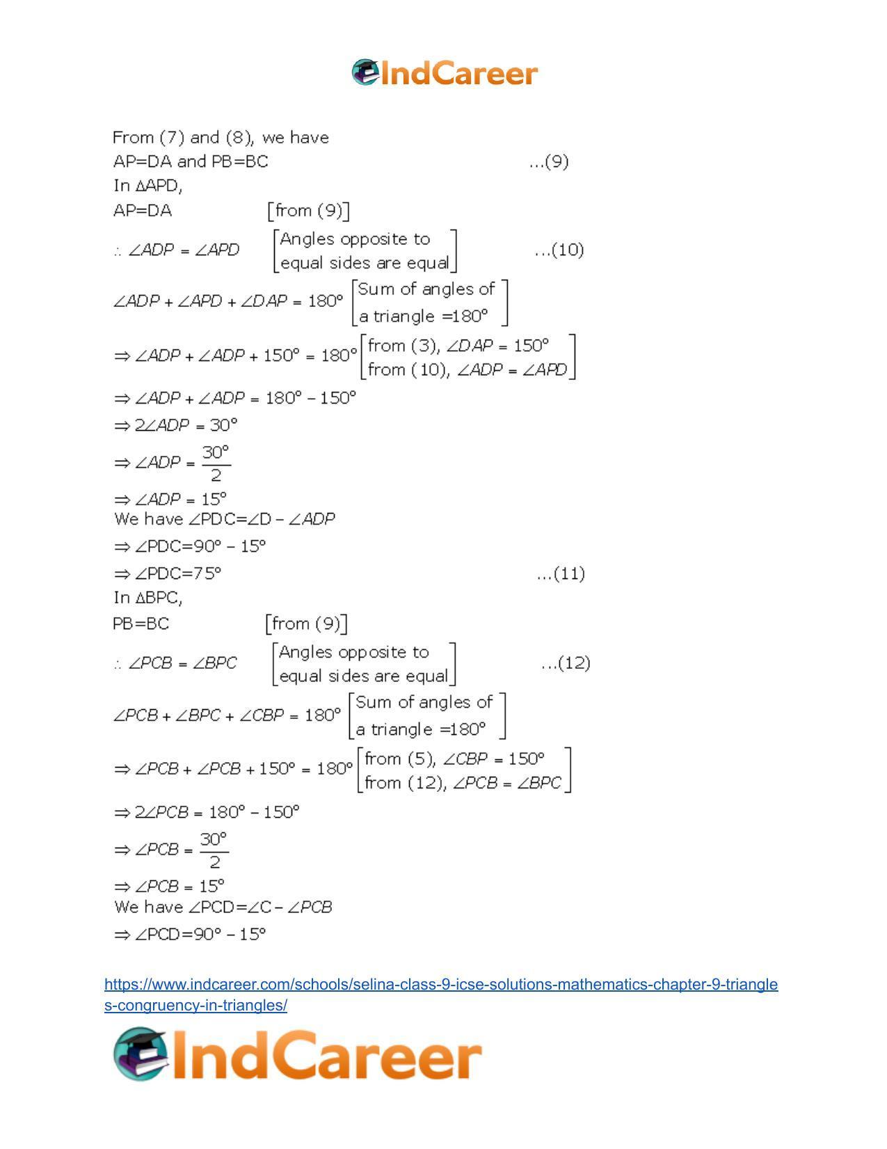 Selina Class 9 ICSE Solutions Mathematics : Chapter 9- Triangles [Congruency in Triangles] - Page 28
