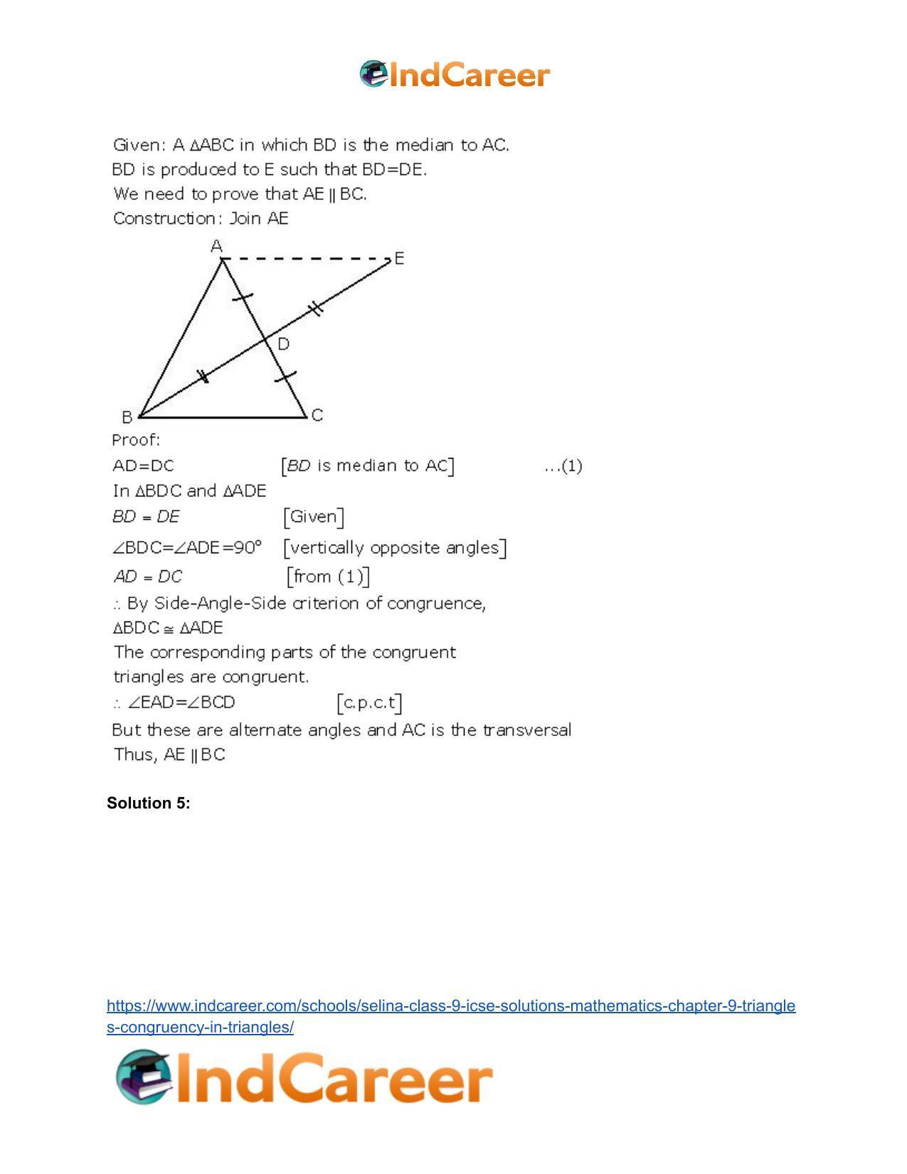 Selina Class 9 ICSE Solutions Mathematics : Chapter 9- Triangles [Congruency in Triangles] - Page 31