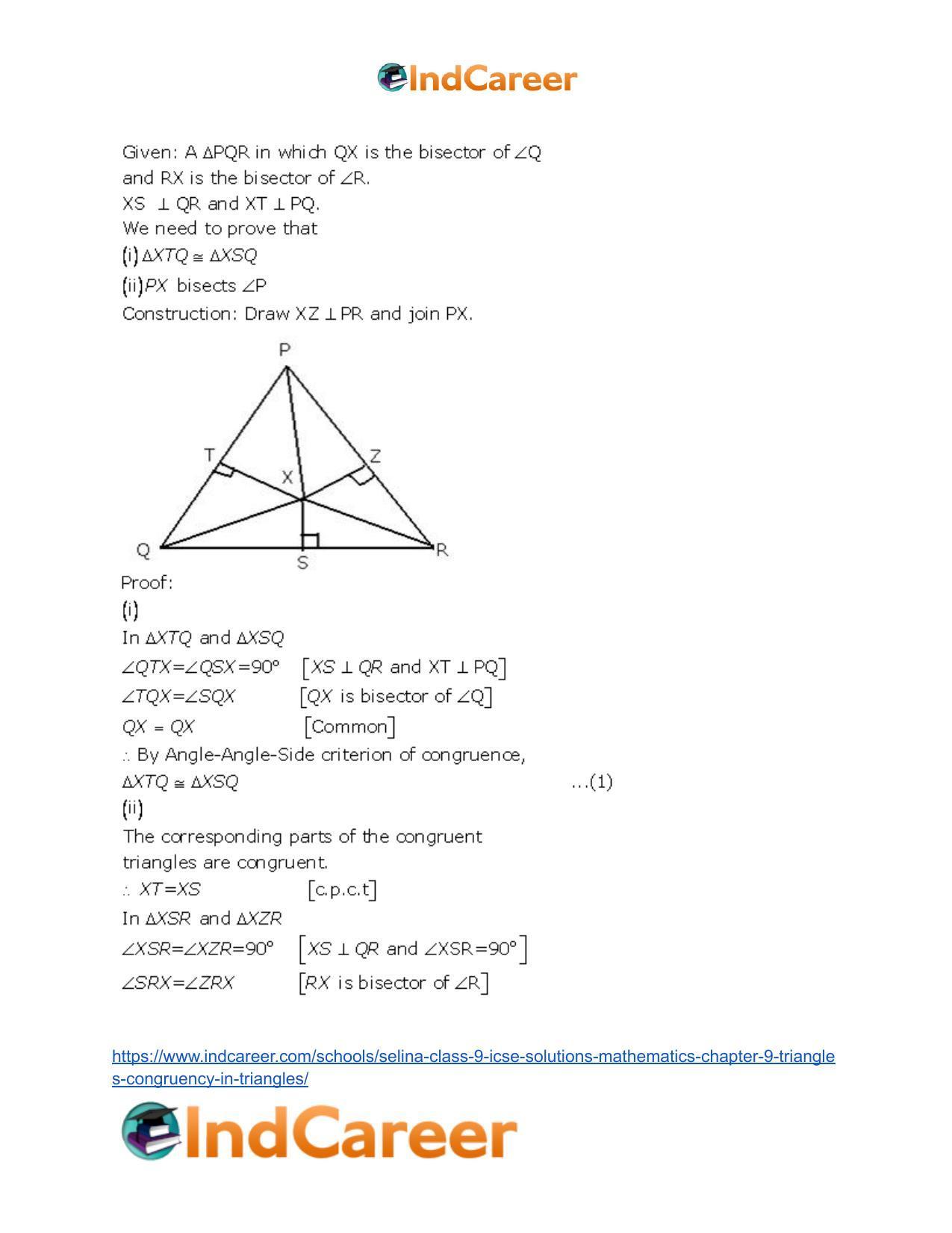 Selina Class 9 ICSE Solutions Mathematics : Chapter 9- Triangles [Congruency in Triangles] - Page 32