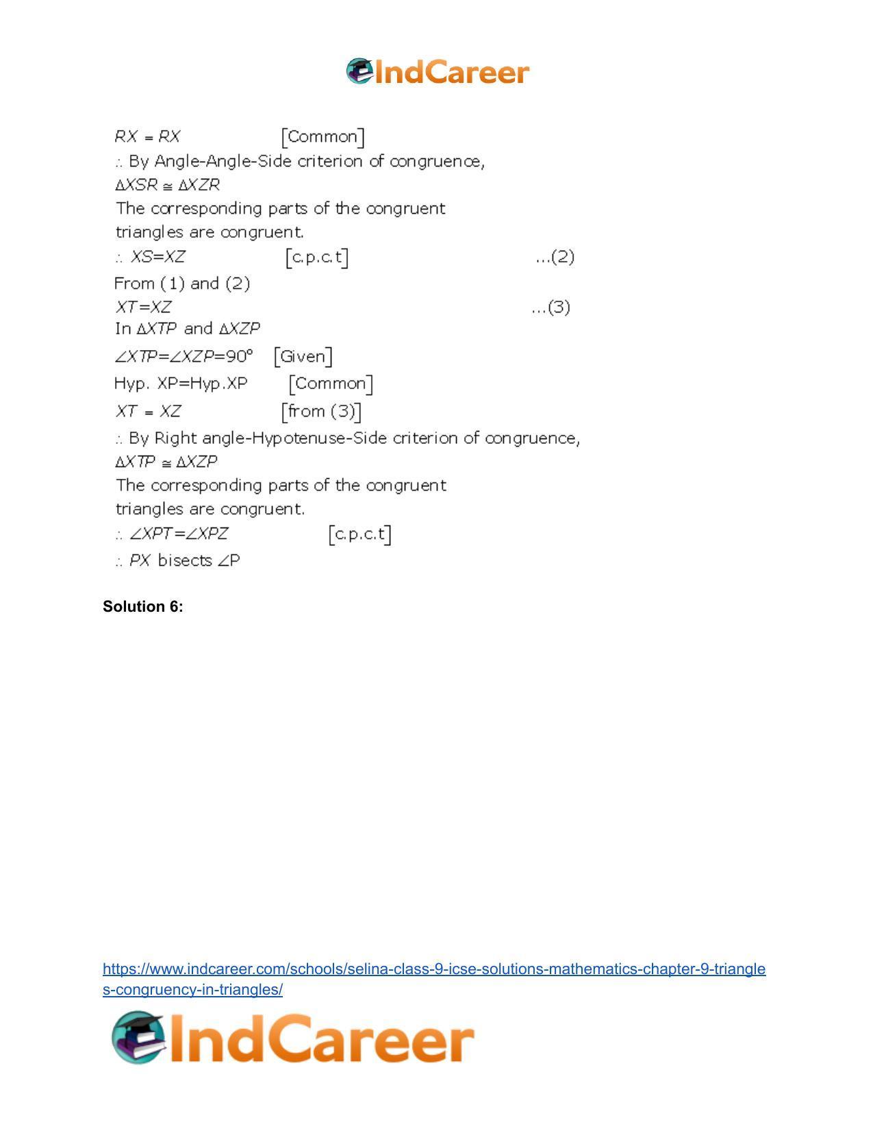 Selina Class 9 ICSE Solutions Mathematics : Chapter 9- Triangles [Congruency in Triangles] - Page 33