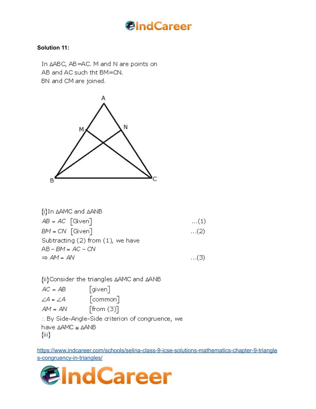 Selina Class 9 ICSE Solutions Mathematics : Chapter 9- Triangles [Congruency in Triangles] - Page 40
