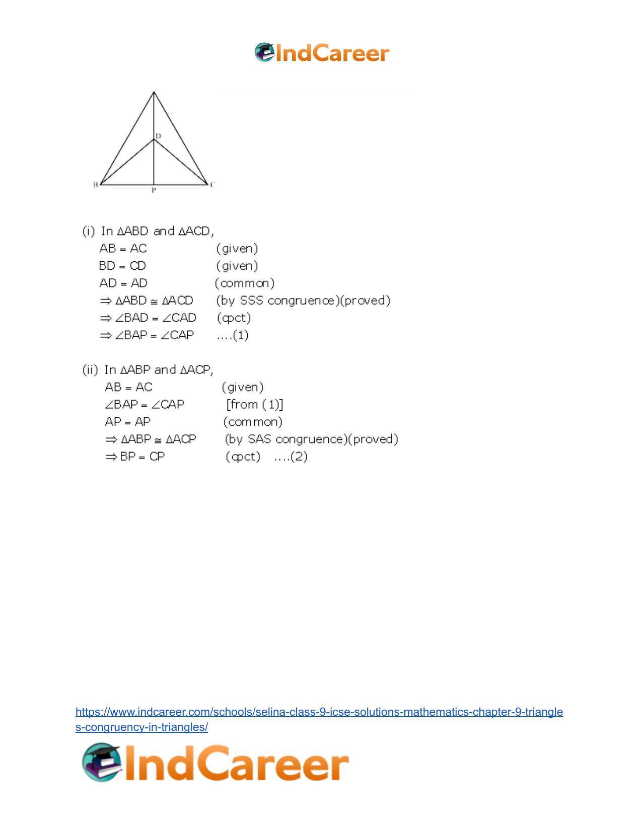Selina Class 9 ICSE Solutions Mathematics : Chapter 9- Triangles [Congruency in Triangles] - Page 44