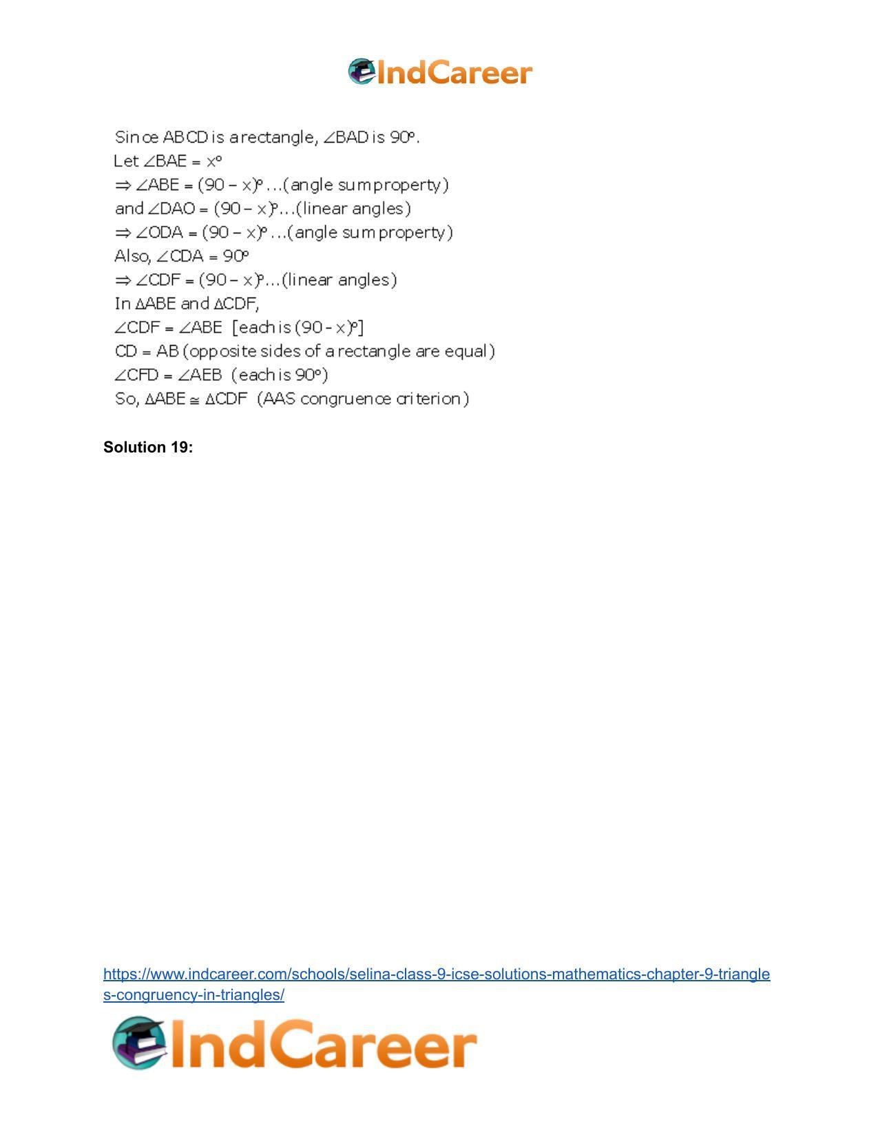 Selina Class 9 ICSE Solutions Mathematics : Chapter 9- Triangles [Congruency in Triangles] - Page 48