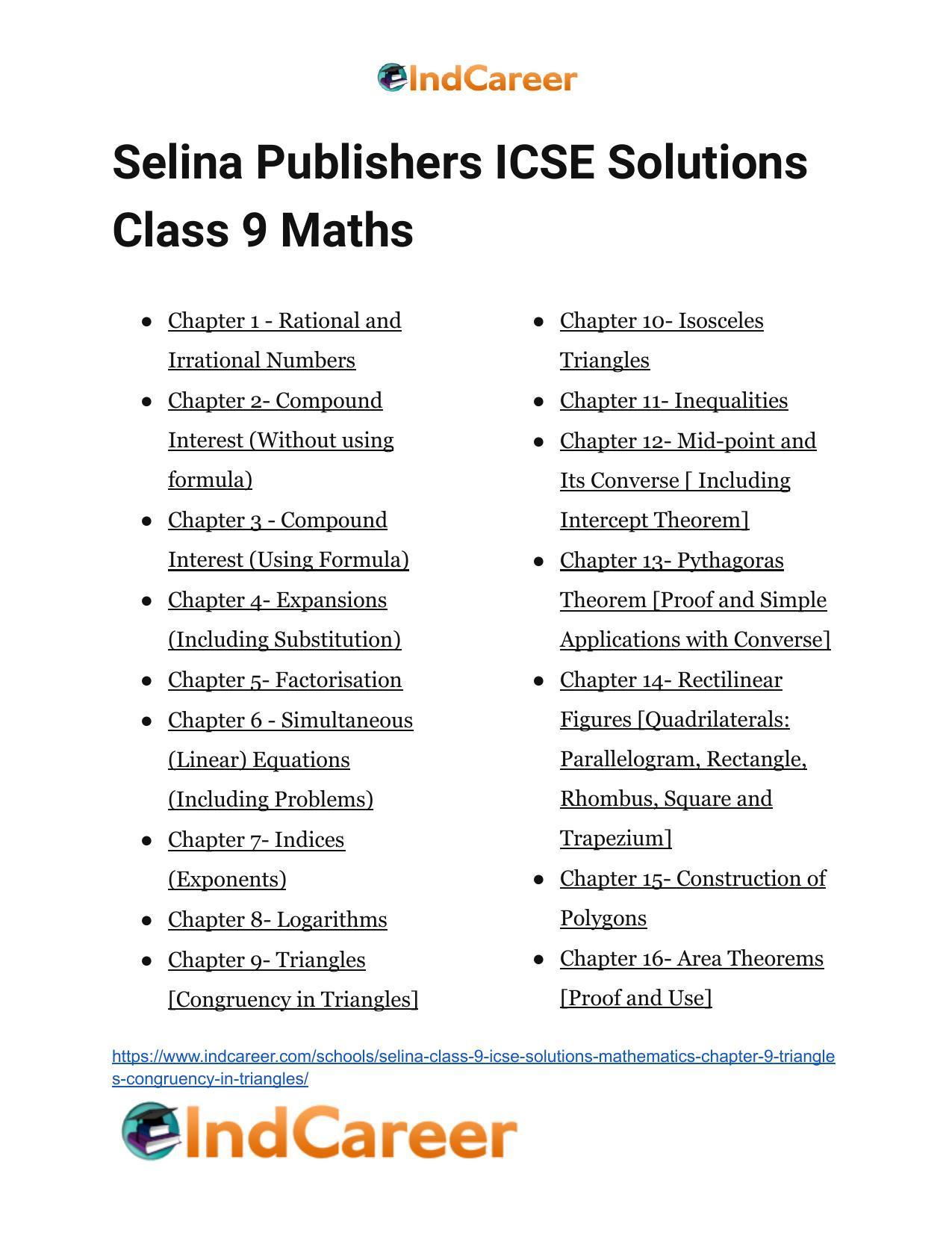 Selina Class 9 ICSE Solutions Mathematics : Chapter 9- Triangles [Congruency in Triangles] - Page 52