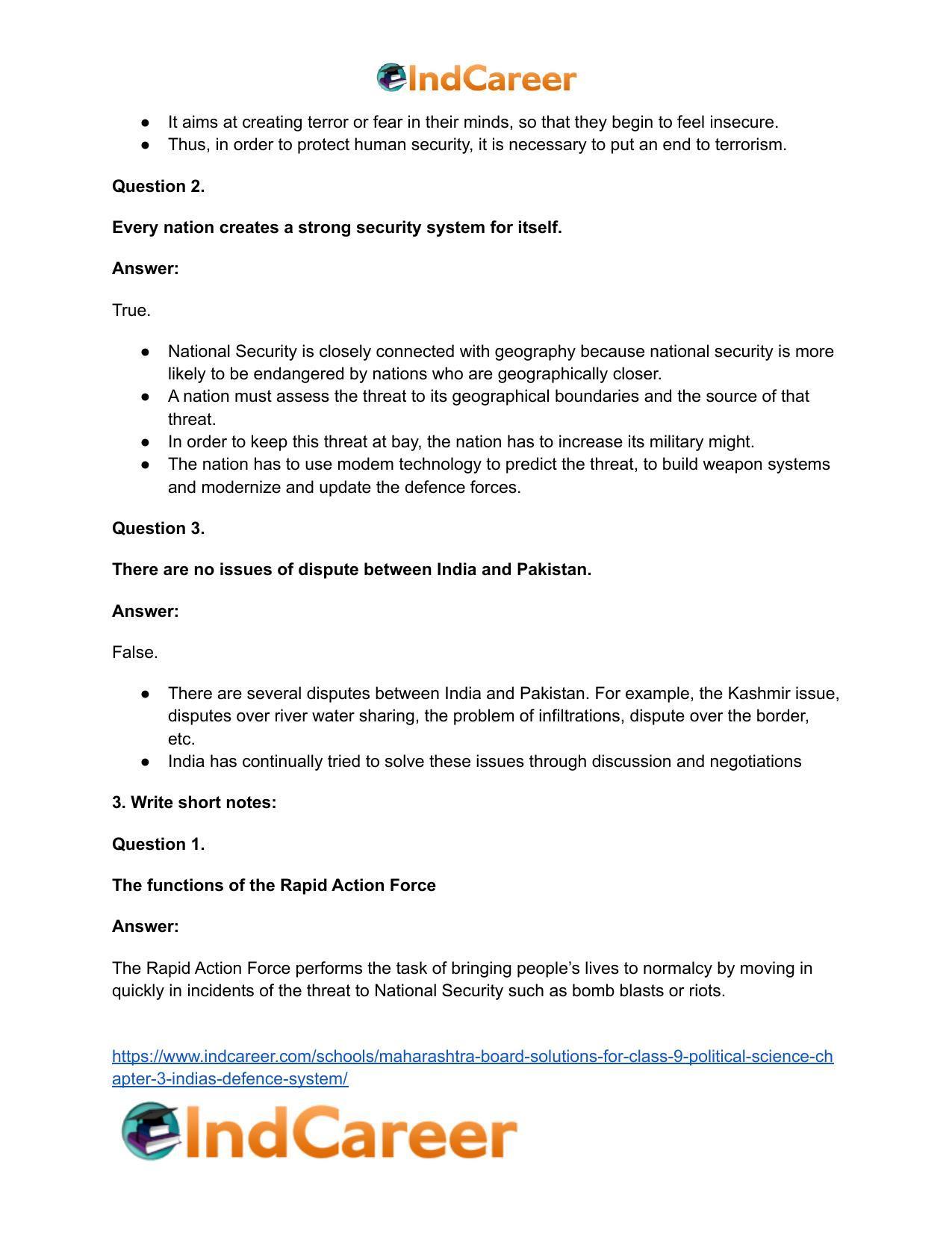 Maharashtra Board Solutions for Class 9- Political Science: Chapter 3- India’s Defence System - Page 4