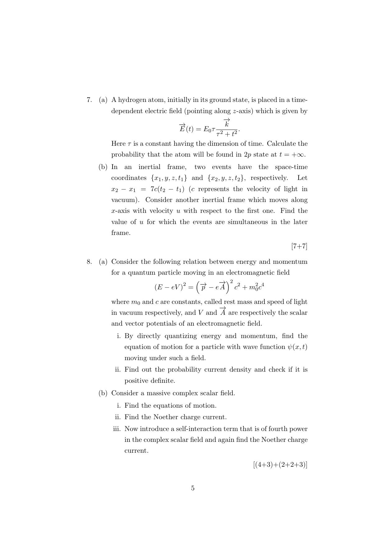ISI Admission Test JRF in Physics and Applied Mathematics PHB 2022 Sample Paper - Page 5