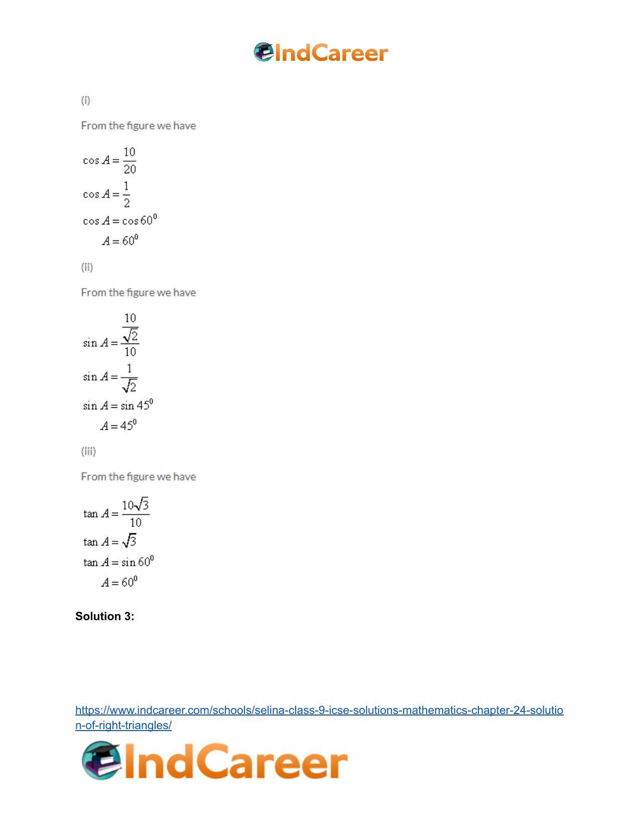 Selina Class 9 ICSE Solutions Mathematics : Chapter 24- Solution of Right Triangles - Page 4
