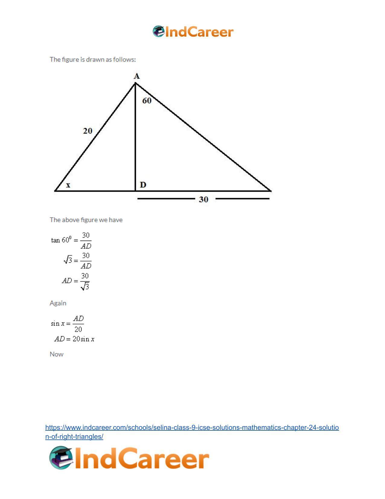 Selina Class 9 ICSE Solutions Mathematics : Chapter 24- Solution of Right Triangles - Page 5