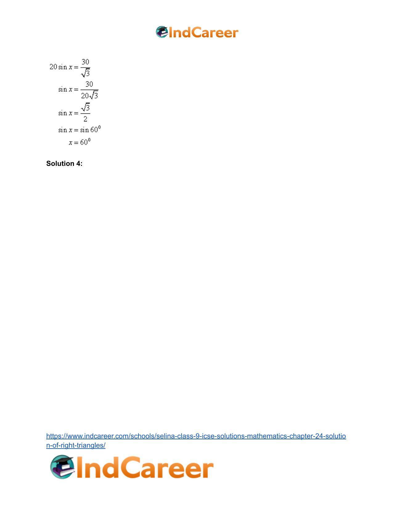 Selina Class 9 ICSE Solutions Mathematics : Chapter 24- Solution of Right Triangles - Page 6