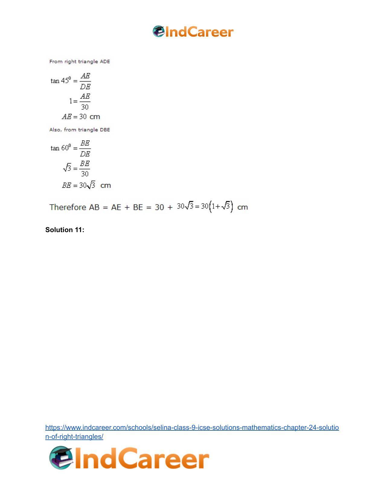 Selina Class 9 ICSE Solutions Mathematics : Chapter 24- Solution of Right Triangles - Page 15