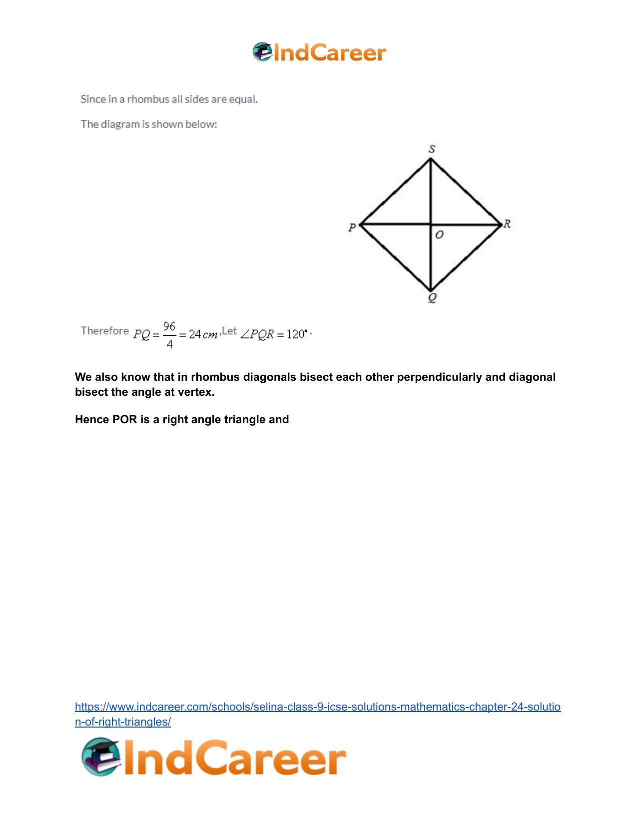 Selina Class 9 ICSE Solutions Mathematics : Chapter 24- Solution of Right Triangles - Page 29