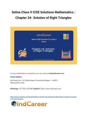 Selina Class 9 ICSE Solutions Mathematics : Chapter 24- Solution of Right Triangles