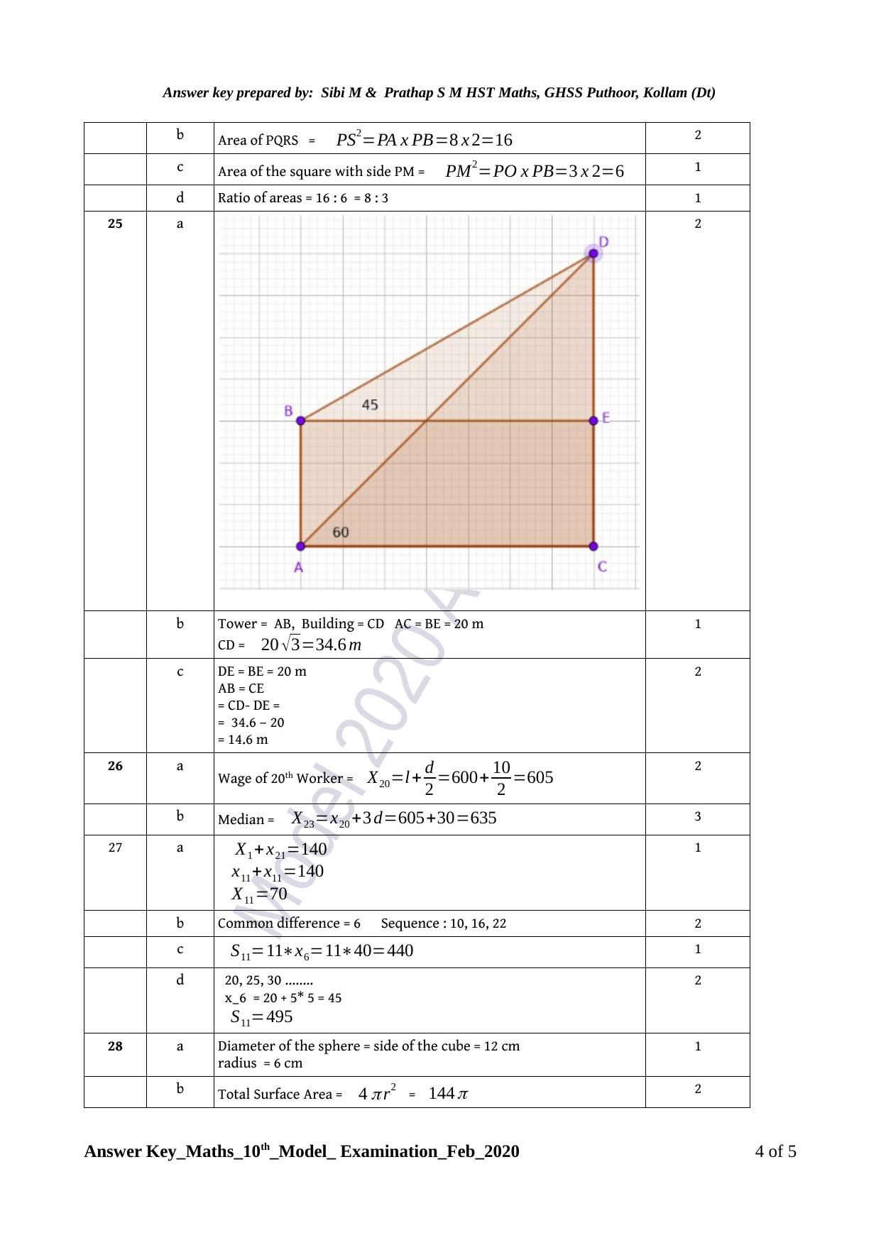 Kerala SSLC 2020 Maths  Answer Key.(EM) (Model) - Page 4