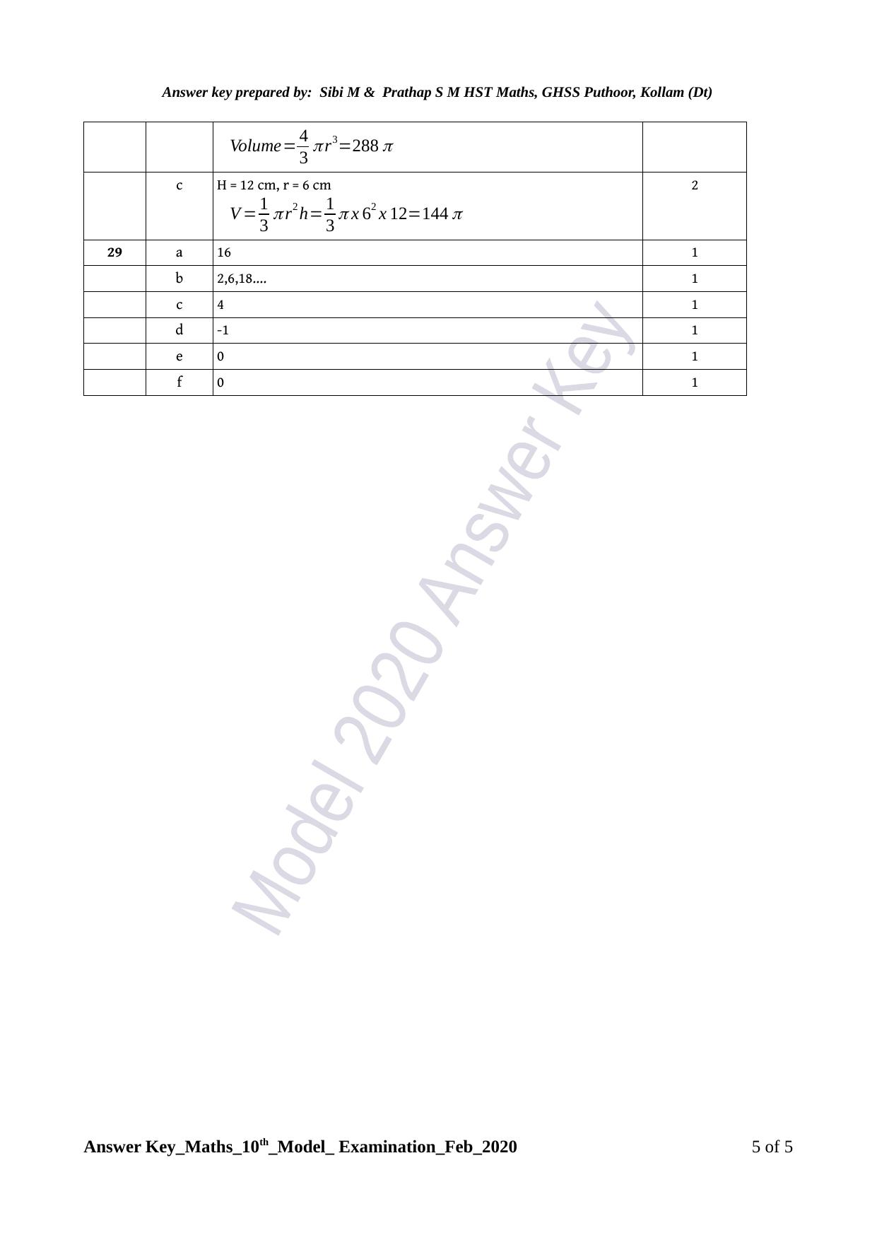 Kerala SSLC 2020 Maths  Answer Key.(EM) (Model) - Page 5