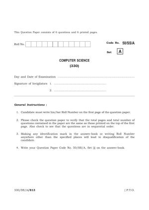 NIOS April 2015 Class 12 Computer Science Question Paper