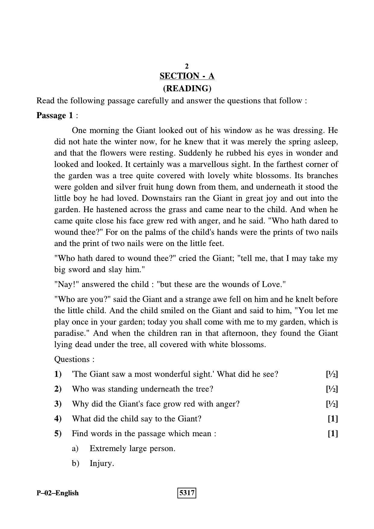 RBSE 2020 English Praveshika Question Paper - Page 2