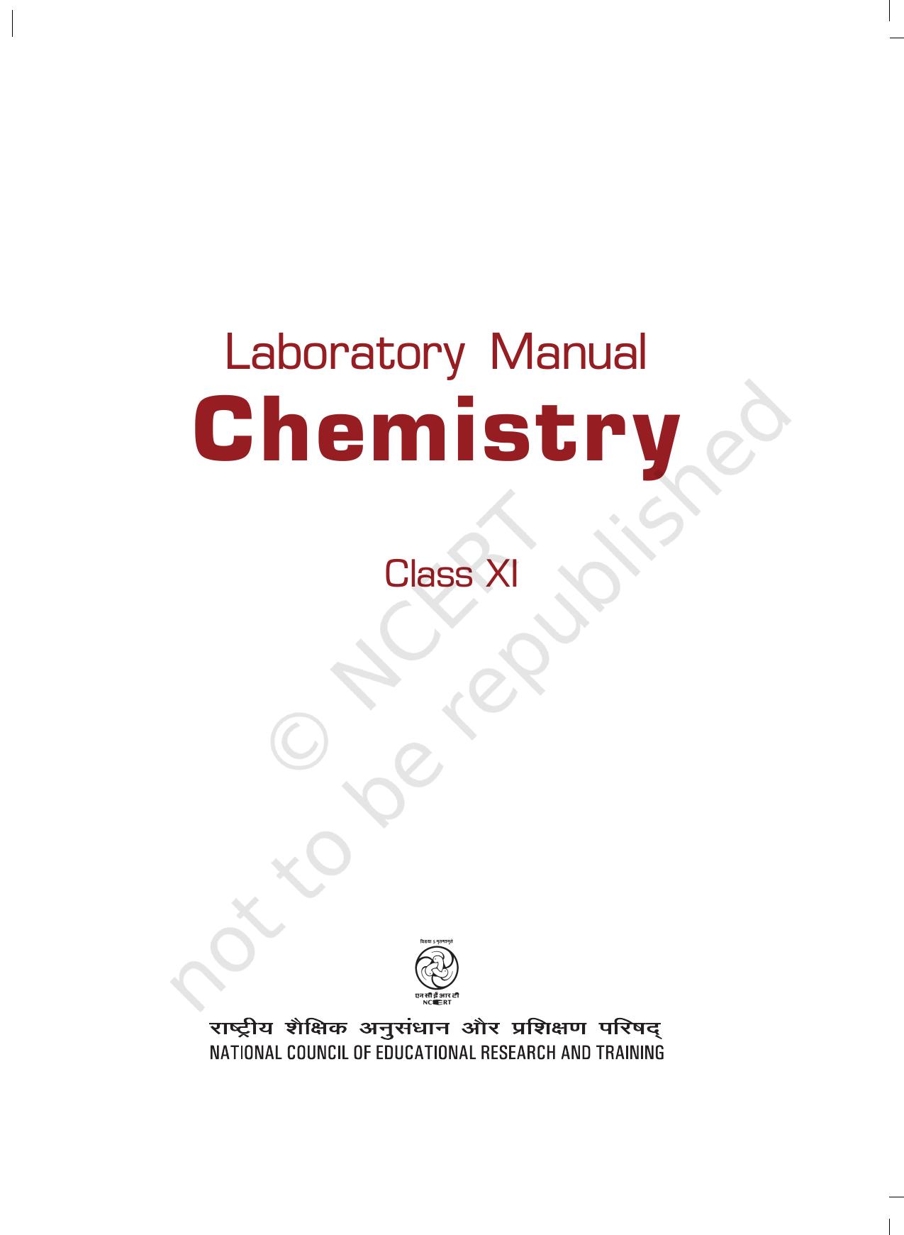 NCERT Laboratory Manuals for Class XI Chemistry - Unit-1 Introduction - Page 1