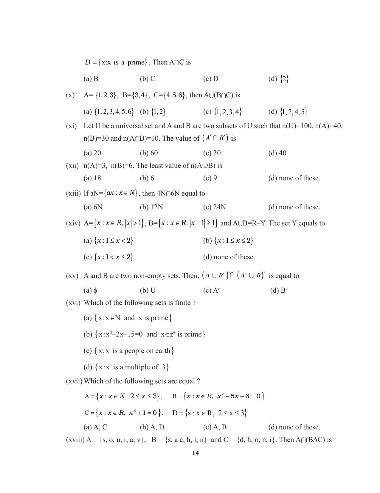 Tripura Board Class 11 Mathematics English Version Workbooks - Page 14