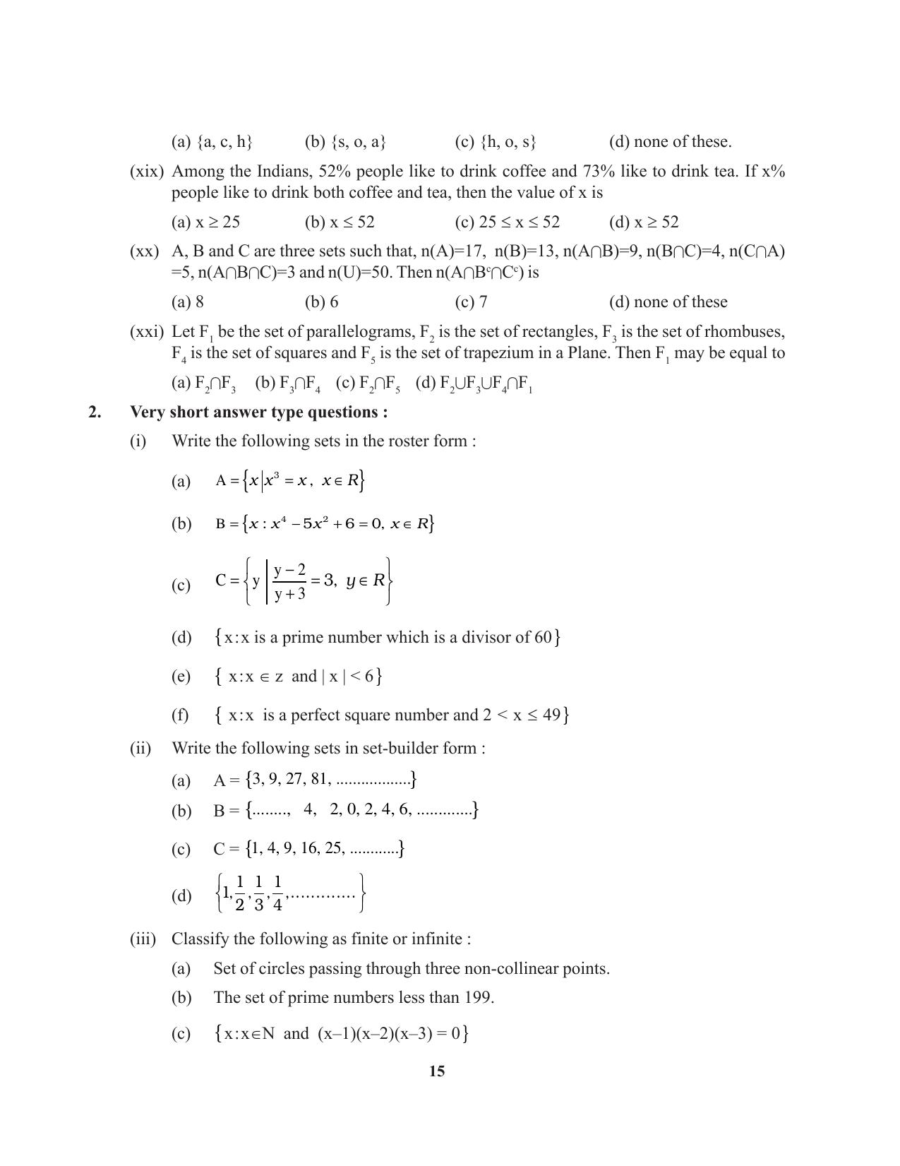 Tripura Board Class 11 Mathematics English Version Workbooks - Page 15