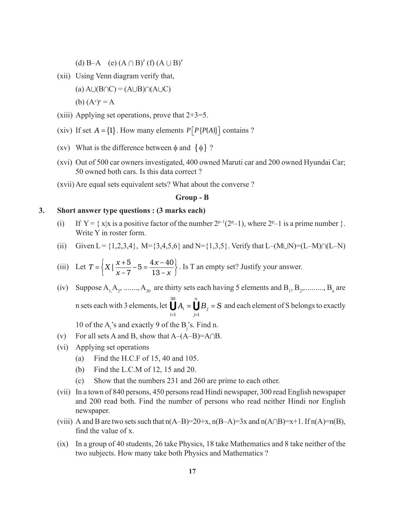 Tripura Board Class 11 Mathematics English Version Workbooks - Page 17